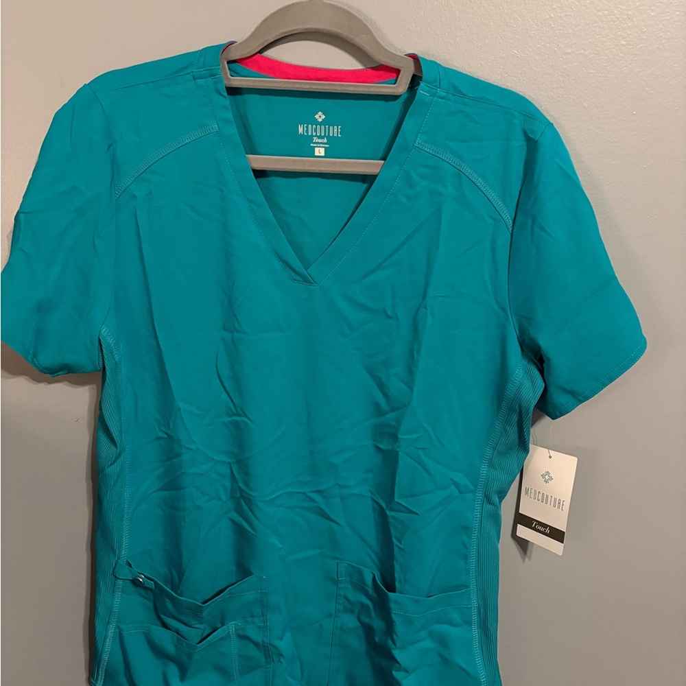 Med Couture Turquoise Short Sleeve Top